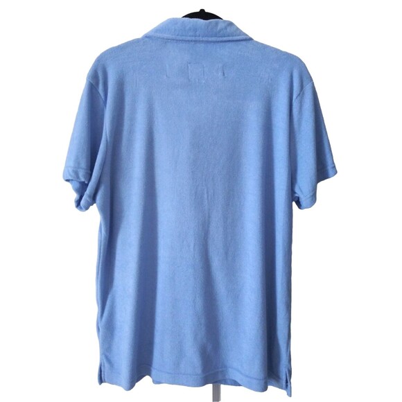 FREE PLANET Men's Terrycloth Blue Button Down Short Sleeve Shirt  NWT - Picture 2 of 10